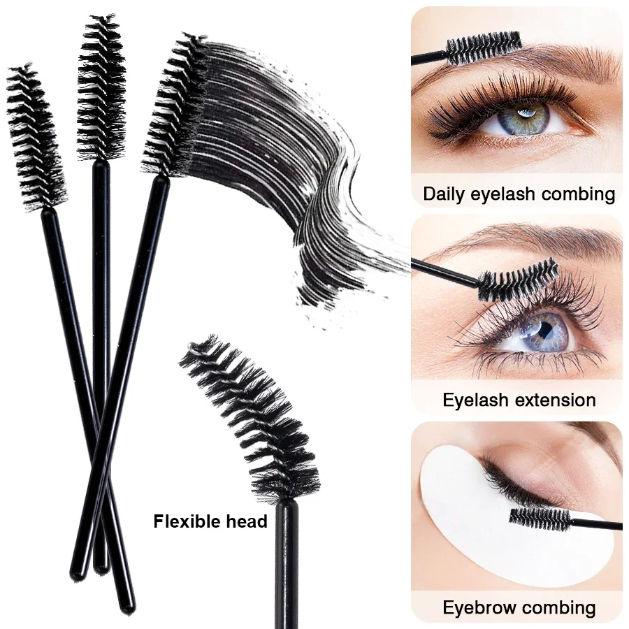 100Pcs Wimpern Pinsel Make-Up Pinsel Einweg Mascara Wands Augenbraue Applikator Spooler Für Wimpern Kosmetische Verlängerung Werkzeug