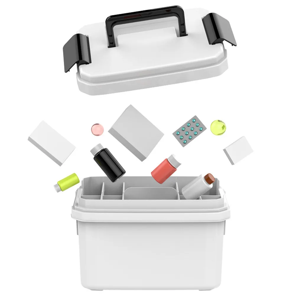 

Пластиковый контейнер для лекарств, белый, портативный, многослойный, для дома, офиса, путешествий, экстренного использования, многофункциональный, 1 шт.