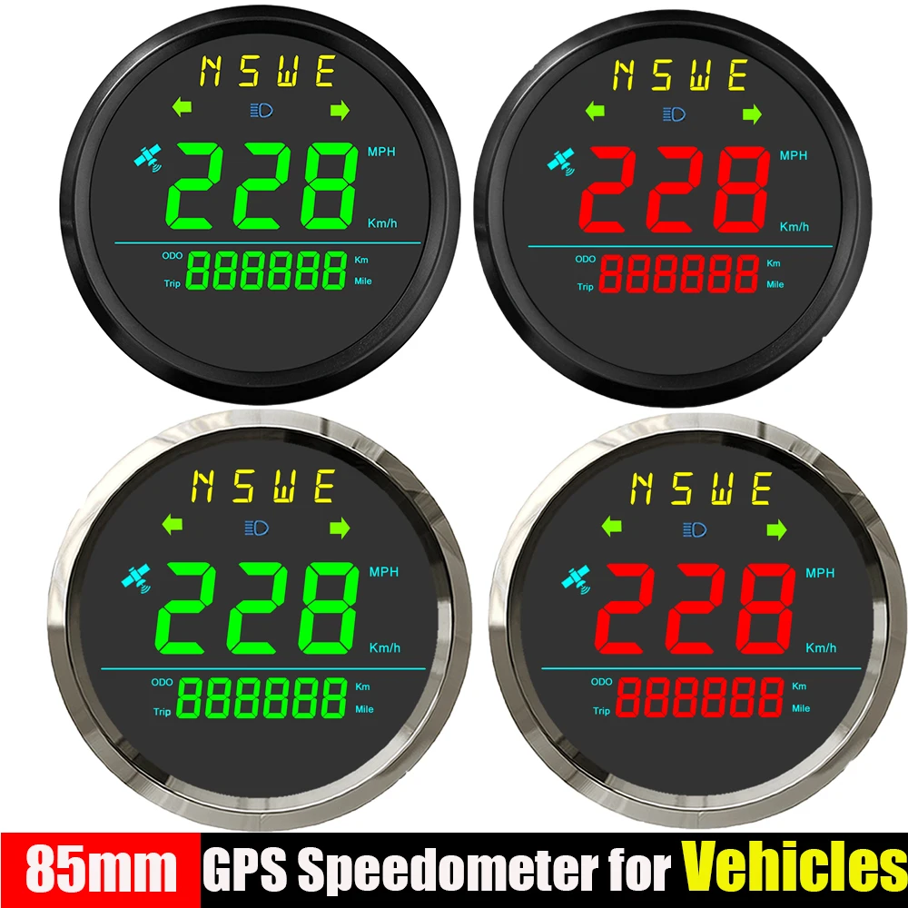Universal 85MM Digital GPS Speedometer For Car Truck Boat Motorcycle With Turn Signals KMH MPH Speed Gauge Waterproof Customized