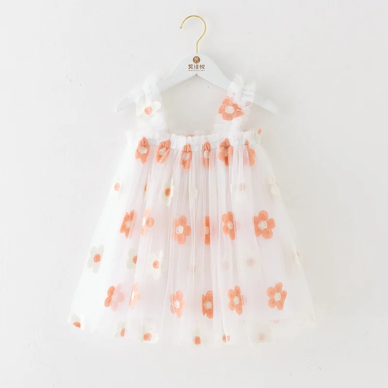 Vestido de tirantes para niña pequeña, vestido de princesa con bordado Floral, regalo de 1er cumpleaños, 2024