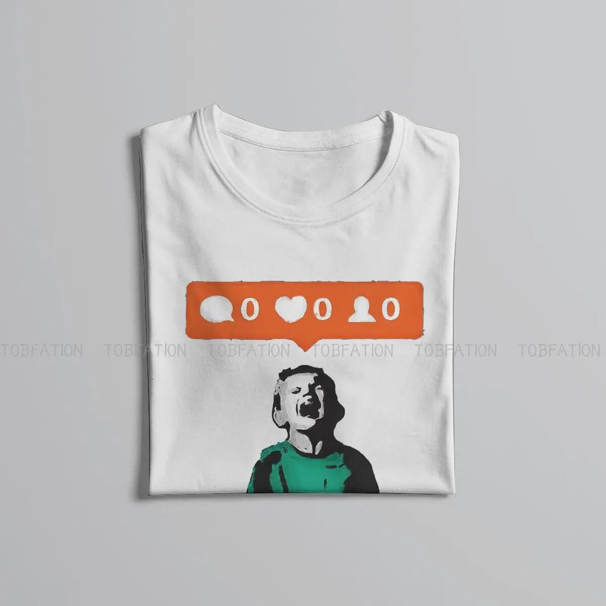 Banksy Graffiti Street Artist 100% Cotton TShirts NO LIKES Kid Crying and Social Media Parody  Print Homme T Shirt Funny Tops