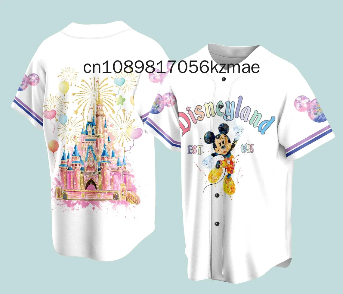 Disneyland Magic Kingdom Est 1955 All Over Print 3D Baseball Jersey Disney Baseball Jerseys Casual Sweatshirts Mens Womens Tops