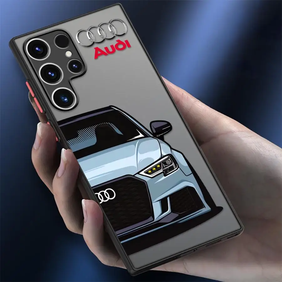 Black Edge Shell Phone Case for Samsung Galaxy S9 Plus S21 5G S22 Plus S10+ S24 Ultra S20 FE S25 Ultra S23 S21 A-Audi Sports Car