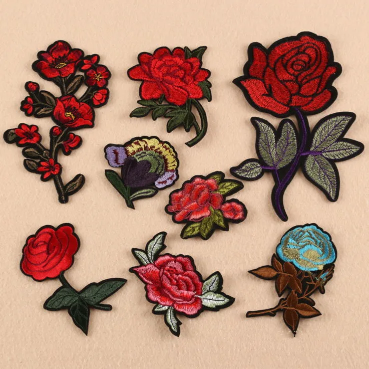 2017 New arrival 10 pcs Popular Flowers embroidered patch iron on Motif Applique Jacket Tshirt Fabric cloth embroidery accessory