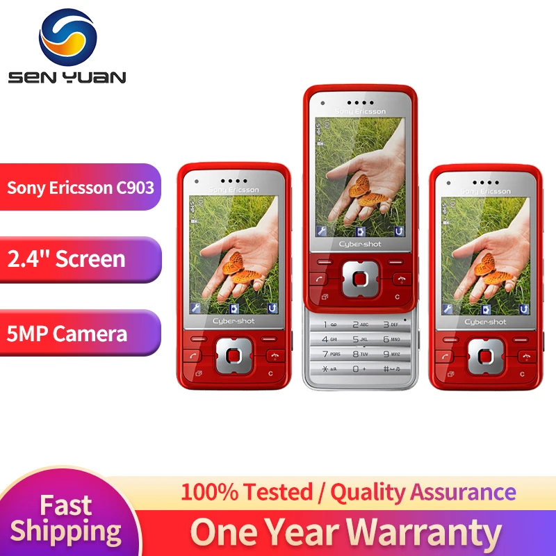 Original Sony Ericsson C903 3G Mobile Phone 2.4'' TFG Screen 5MP Camera GPS Bluetooth FM Radio 2G GSM CellPhone