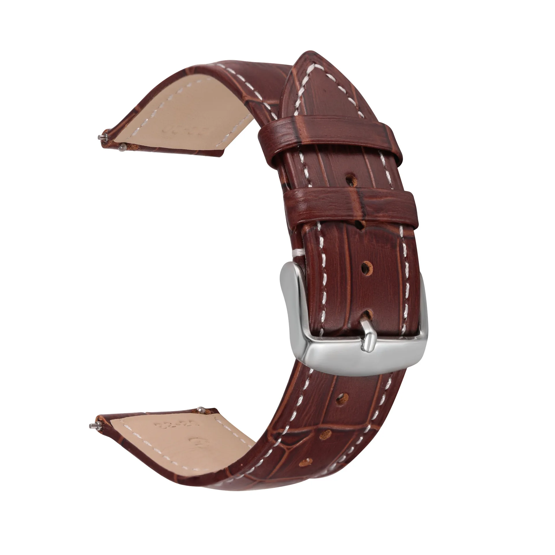 UTHAI Z20 Watchband Crocodile Pattern Strap 14mm 16mm 18mm 20mm 22mm 24mm Silver Metal Buckle Clasp Women Men Watch band image 6