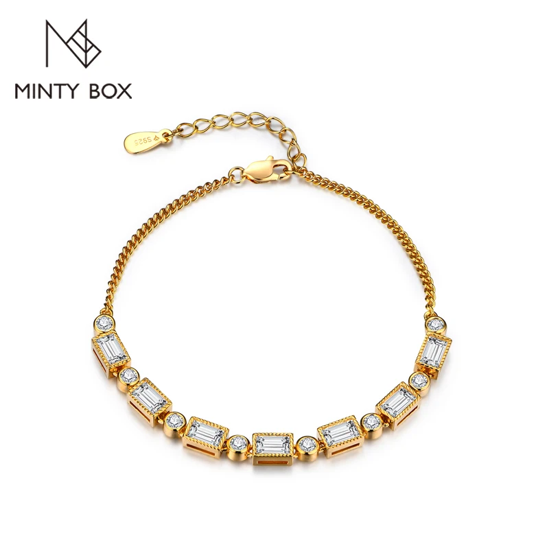 MINTYBOX New 100% 925 Sterling Silver D Color Moissanite Bracelet Luxurly for Women Engegament Wedding Party Fine Jewelry Gift