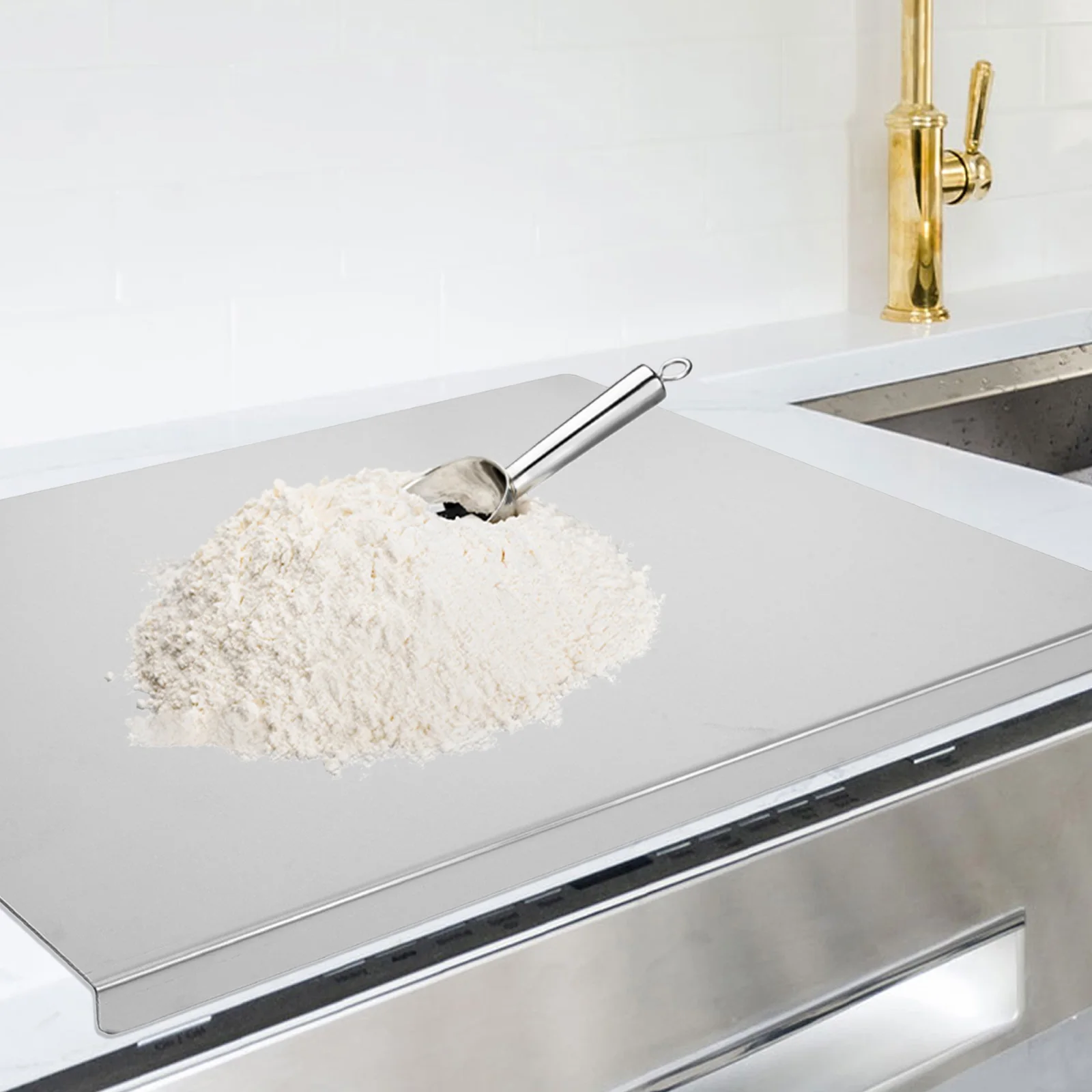 

Food Grade Stainless Steel Cutting Board Double Sided Textured Smooth Chopping Board for Meat Vegetable Fruit Kitchen Utensil