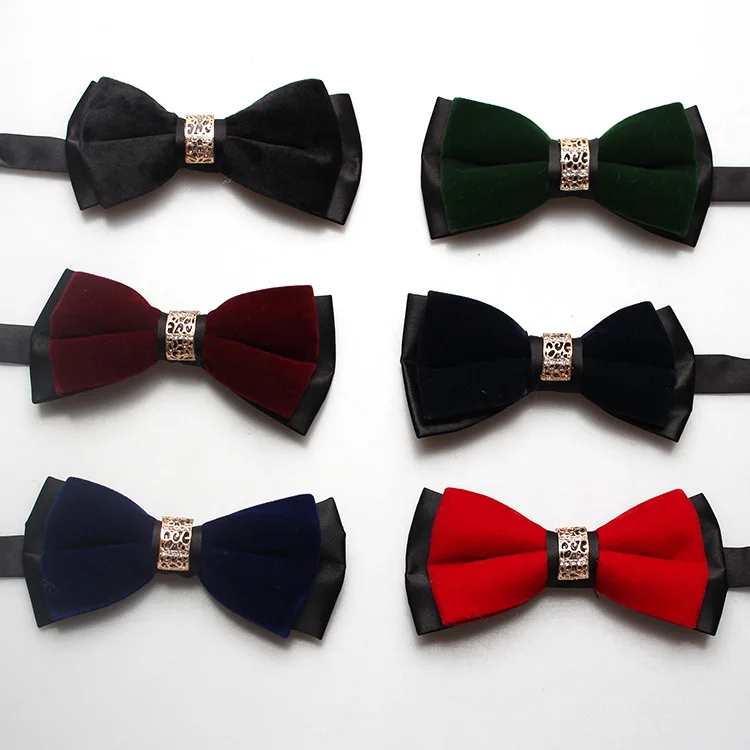 

New in autumn and winter fashionable men's banquet performance with metal velvet bow tie
