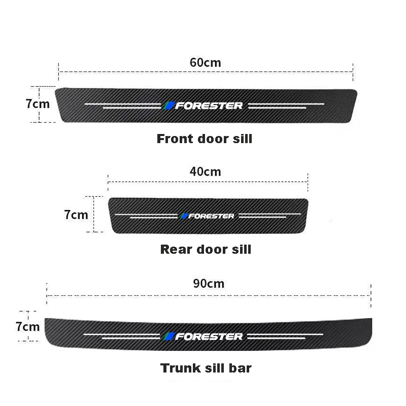Auto Carbon Fiber Decals Stickers Car Door Threshold Scuff For Subaru Forester 2015 2014 2013 2012 2011 2010 Accessories