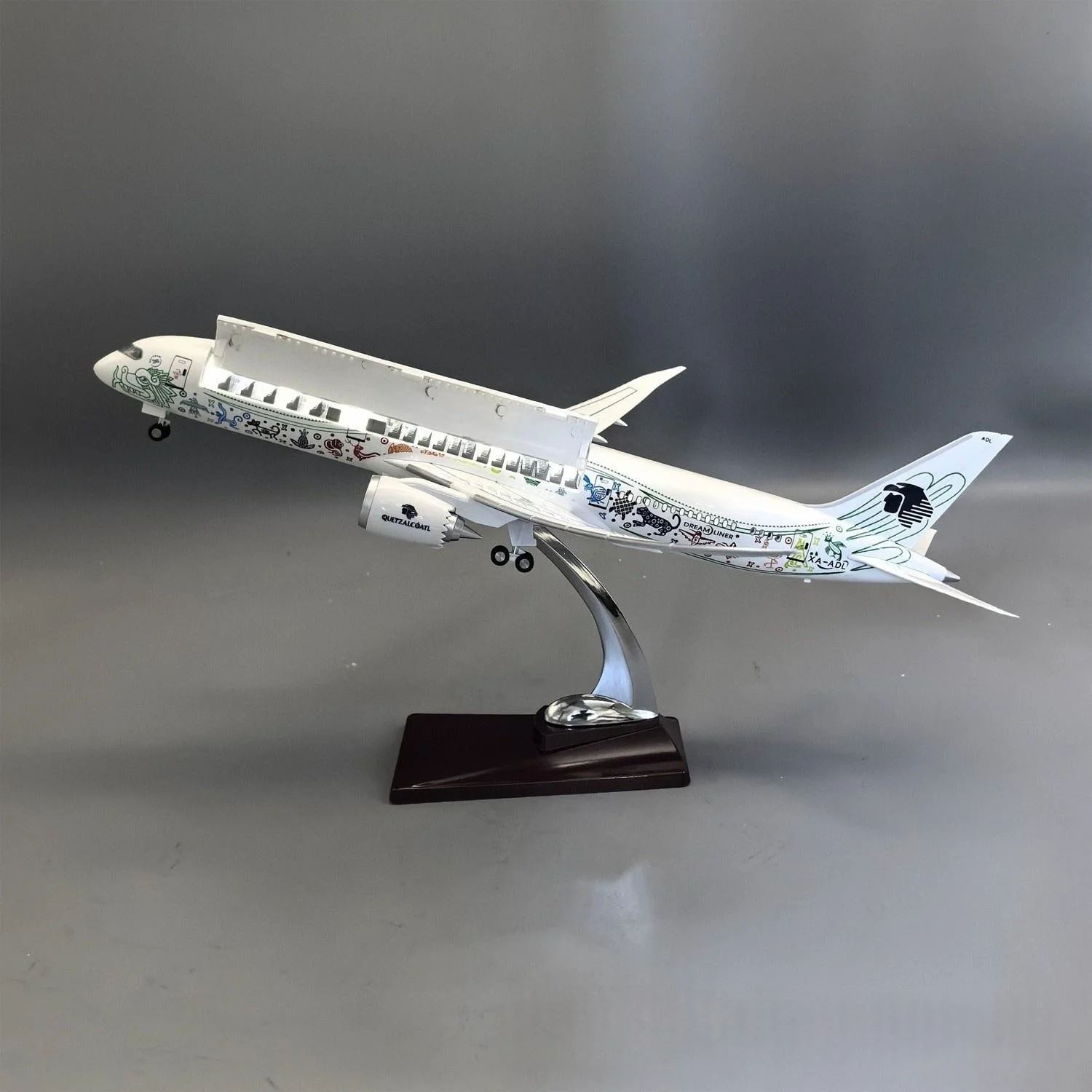 43cm Boe-ing Plane Model B787-9 Mexican Air AEROMEXICO Airlines 1/150 Scale Cabin Door Can Open Adults Fun Resin Airplane Model