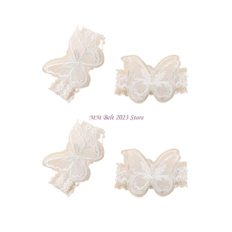49ME Butterfly Floral Wrist Cuffs Fashion Photography Prop Lace Pattern Pink Bowknot