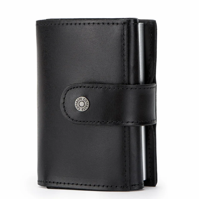 New Design RFID anti theft brush trend cattle pickup bag card cover multi function genuine leather automatic card box luxury