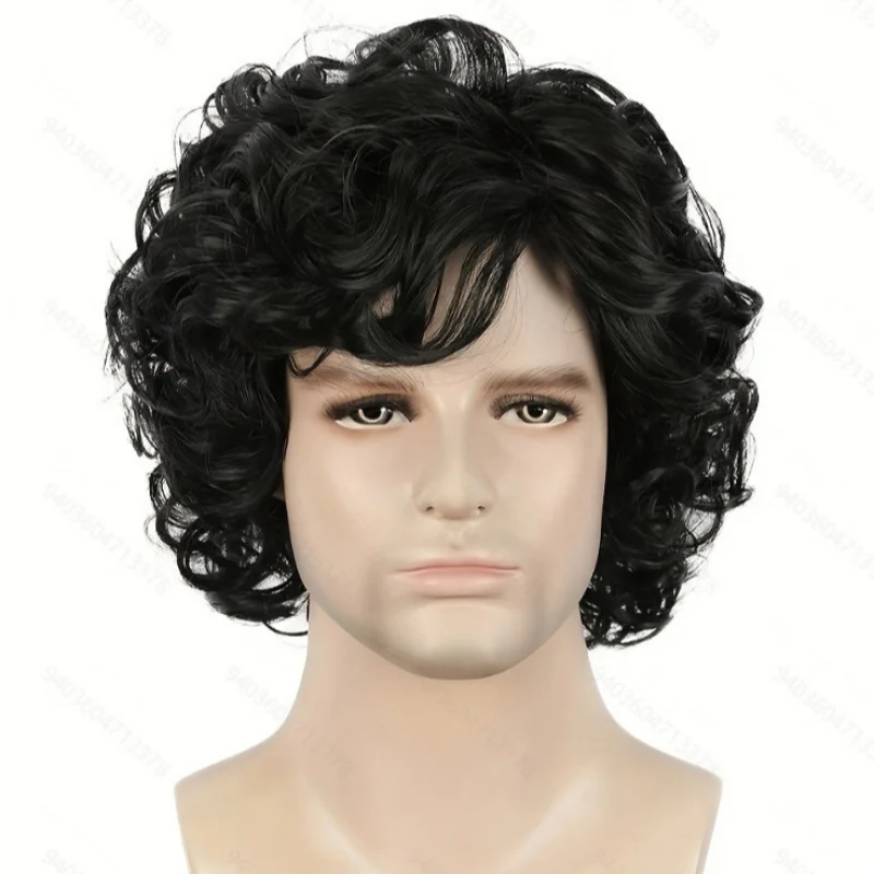 

Men's Short Curly Hair Wool Curl Men's Hair Black Natural Curl Fashionable Fluffy Style