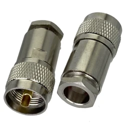 10pcs UHF PL259 Male Plug Connector Clamp RG8 LMR400 7D-FB RG213 Cable RF Coaxial Brass Straight New