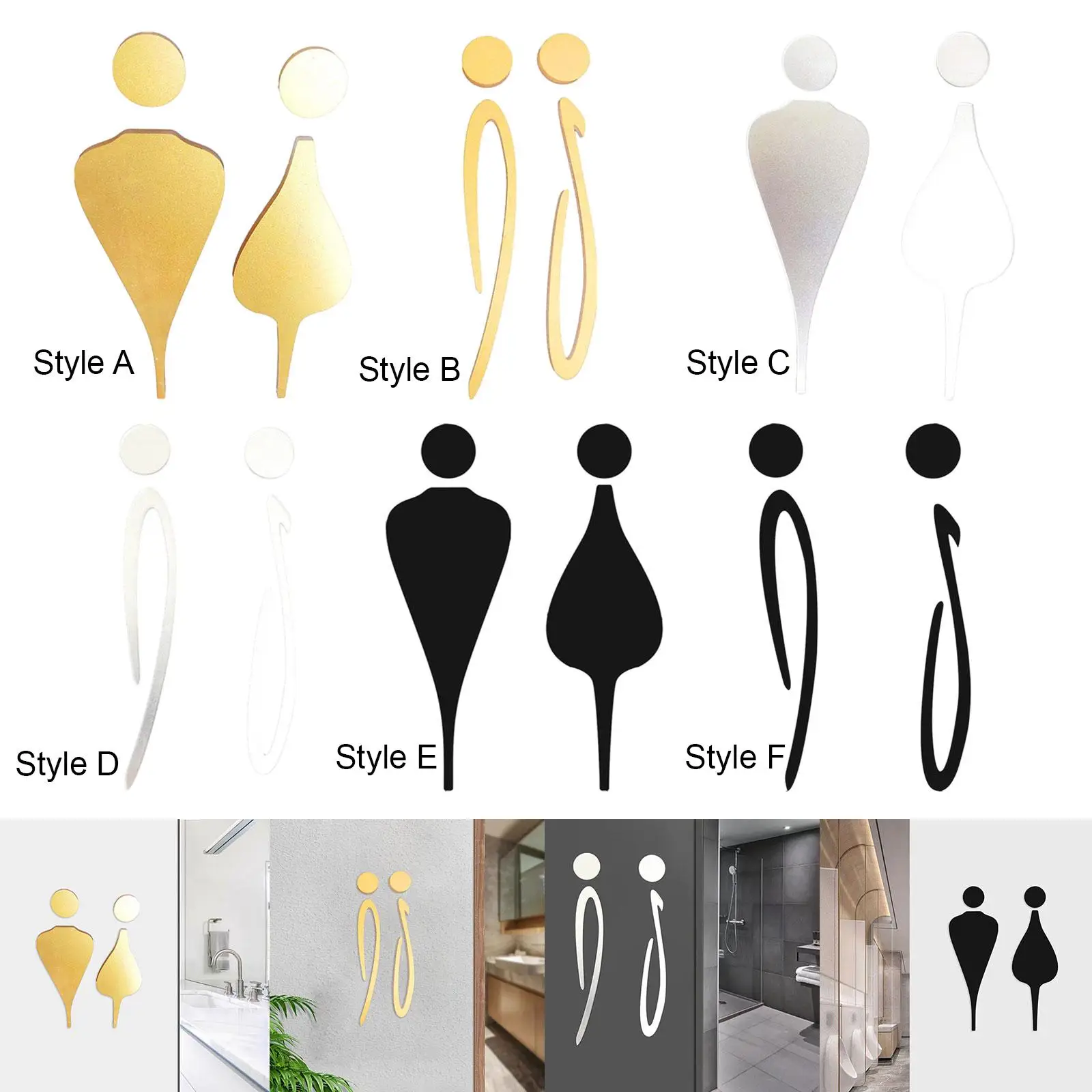 Tanda Toilet 3D Simbol Kamar Mandi Tanda Kamar Mandi Tanda Toilet Tanda Kamar Mandi untuk Kamar Mandi Tempat Umum Tempat Parkir Kamar Kecil