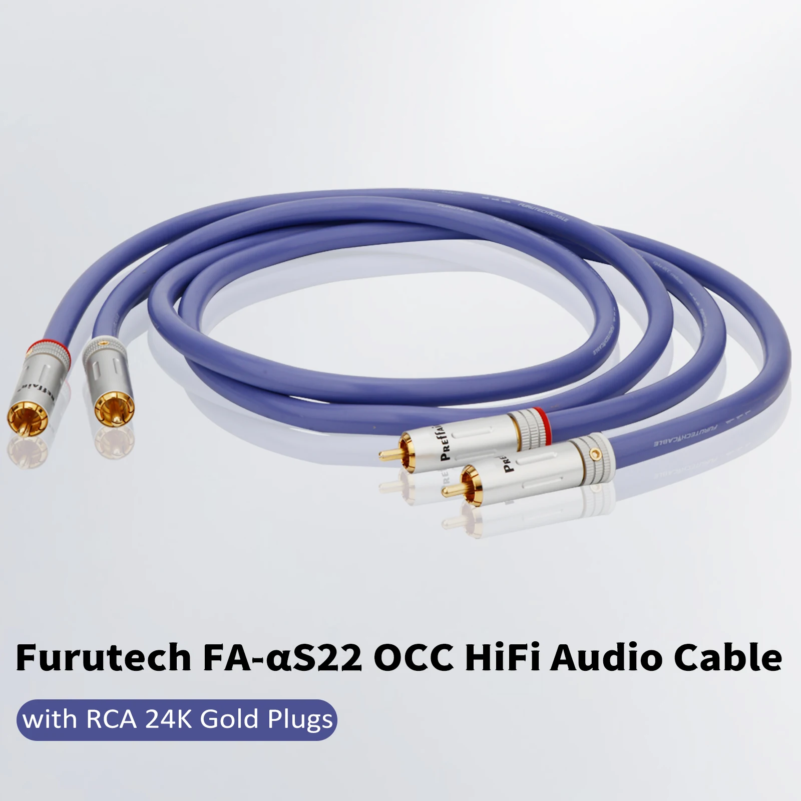 Furutech FA-αS22 OCC HiFi Audio Cable with RCA 24K Gold Plugs - RCA to RCA, 2.6mm Diameter, Twisted Cores, Damping Cotton Ins