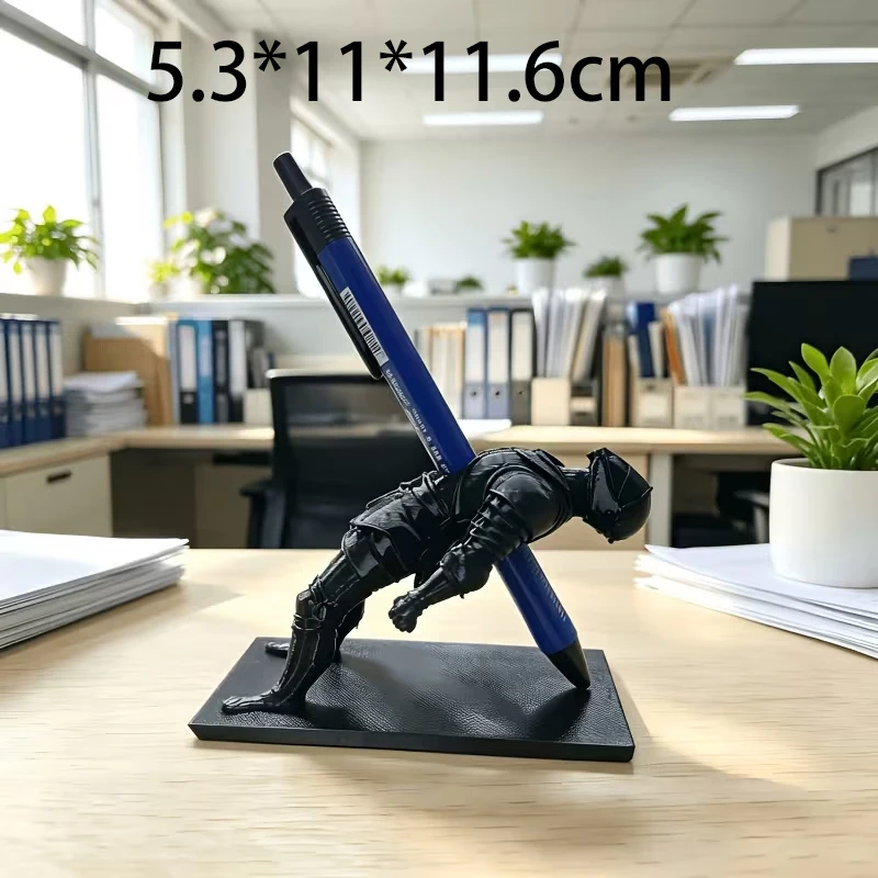 3D Print Medieval Knight Pen Stand Black Funny Desktop Stationery Holder Office Table Decor Creative Decorative Desk Ornament