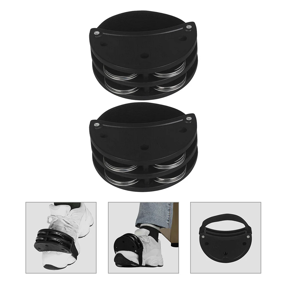 

2 Pcs Foot Bell Percussion Tambourine Bulk Plastic Hand Bells Musical Black Instrument Shaker