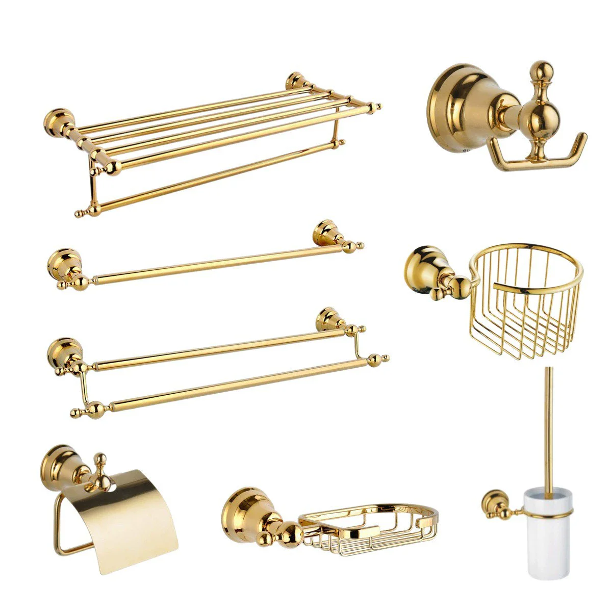 Brass Toilet Brush Holder Bathroom Shelf Gold Paper Holder Towel Bar Soap Holder Towel Rack  Towel Hook Bathroom Hardware - view 2