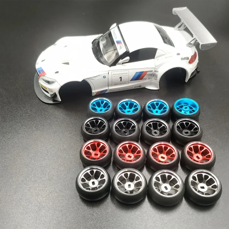 4pcs/set Alloy Rc Wheel Rim  Drift Tire for 1/28 Wltoys K969 K989 P929 Kyosho Rally Model Car Upgraded Part