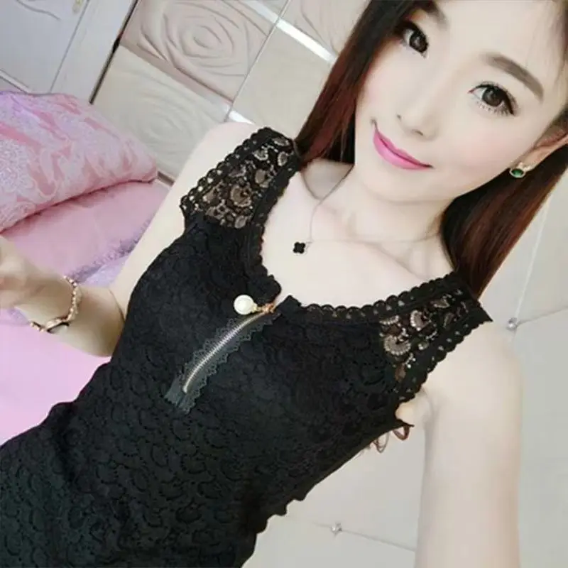 Sexy and hot girl lace Lace base vest for women's summer new slimming and form-fitting top base shirt