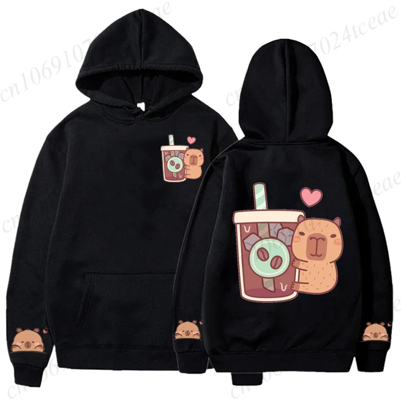 Capybara Anime Cartoon Hoodies for Women Funny Capibara Rodent Animal Lover Pink Hoodies Autumn Wonter Female Kids Manga Hoodies