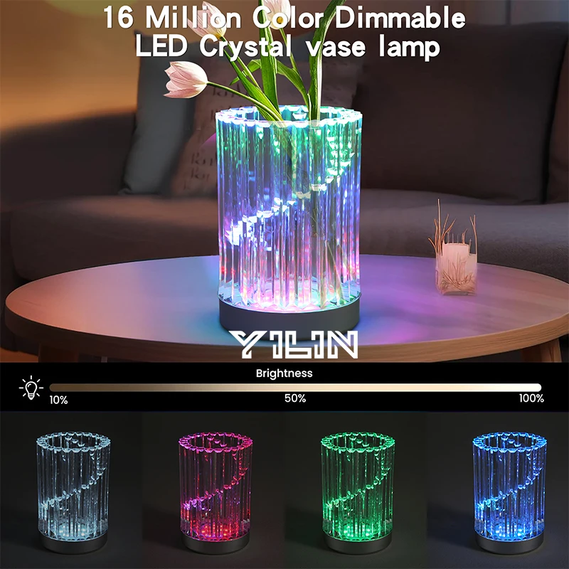 Smart LED Crystal Night Light RGB cambia colore lampada vaso APP + telecomando Modern Creative acrilico Desk Decor Light for Living