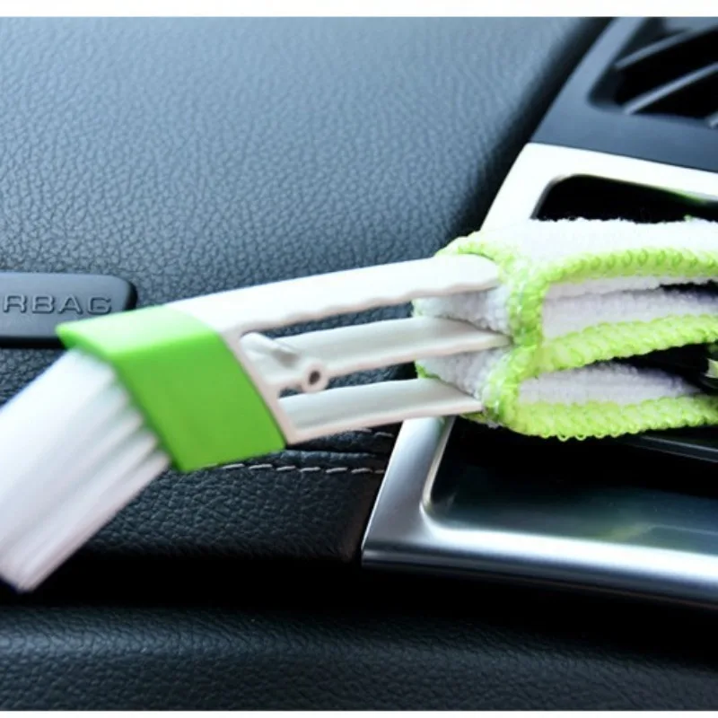 Multifunction Car Air Vent Cleaner Mini Double-end Micro Fiber Vent Duster Removable Cloth Cover Portable Cleaning Brush For Car image 3