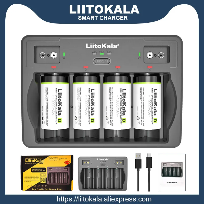 NEW LiitoKala Lii-M4 18650 Charger LCD Display Universal Smart Charger Test capacity for 26650 18650 21700 AA AAA etc 4slot