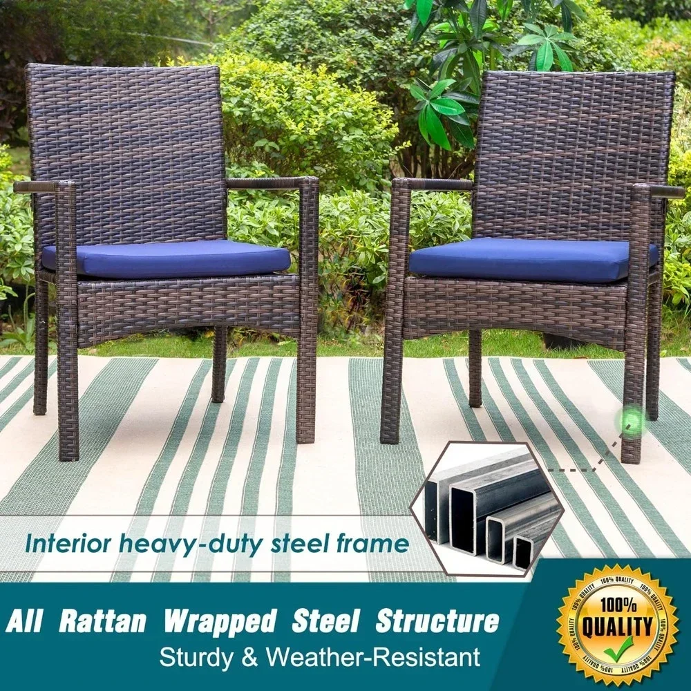

A Outdoor Dining Set for 6, Rectangular Aluminum Dining Table with Umbrella Hole & Wicker Rattan Chairs