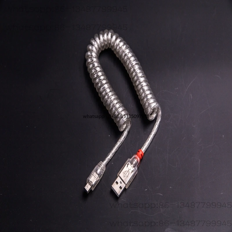 USB-A to Mini-B spiral data cable is suitable for mechanical keyboard T port mobile hard disk office