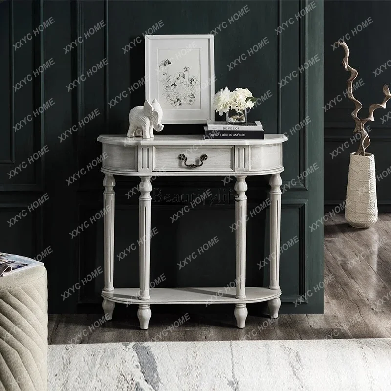yj7 New Chinese-style solid wood extremely narrow entrance cabinet ultra-thin entry light luxury ultra-narrow entrance table