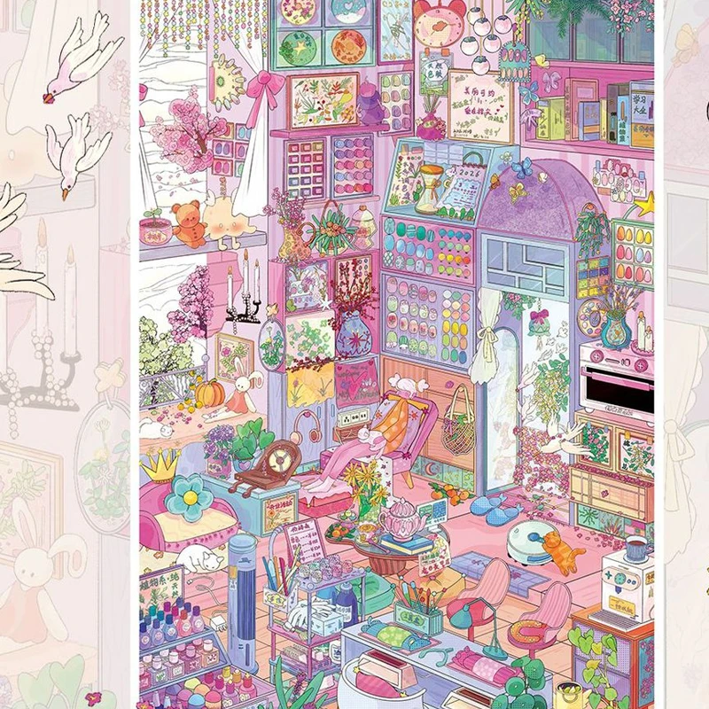 Extremely complex three-dimensional stacking landscape stickers, spring nail salon stickers, manual account DIY scrapbook sticke