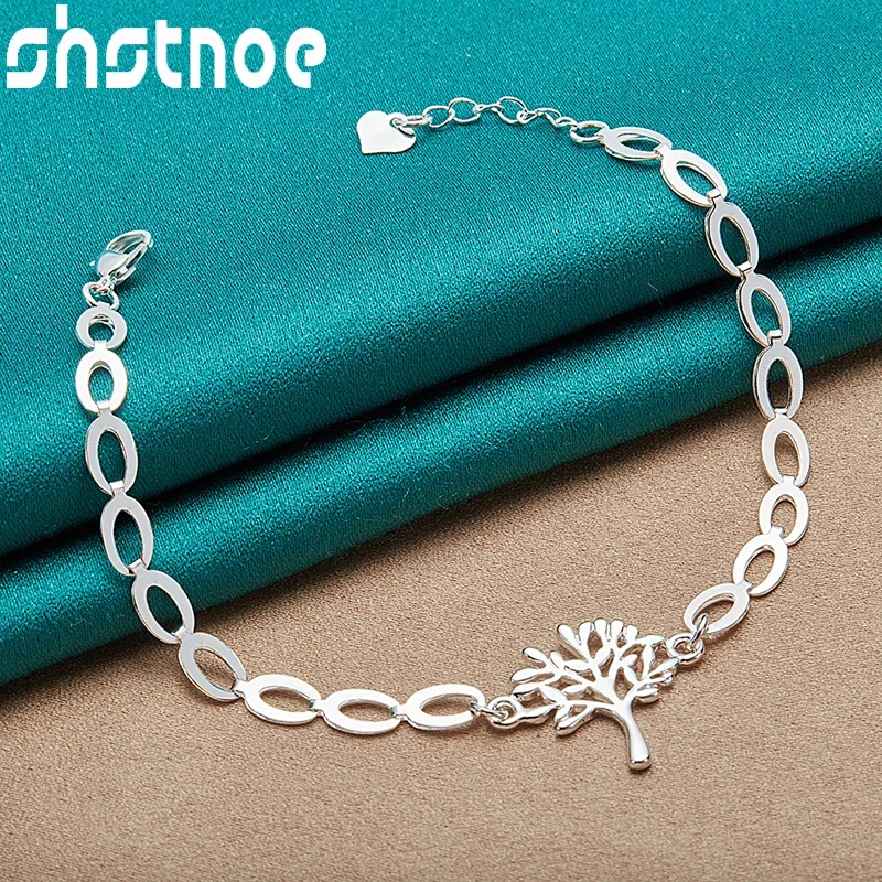 

SHSTONE 925 Sterling Silver Tree Chain Bracelets For Women Fashion Charm Jewelry Lady Wedding Birthday Party Accessories Gift