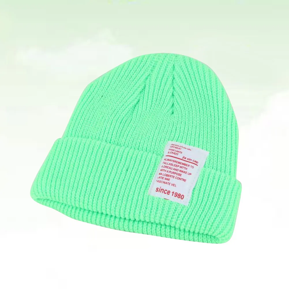 

Children Knitted Beanie Autumn Hat Fluorescent Green Soft Breathable Baby Knitted Cap for Photo Party Gifts