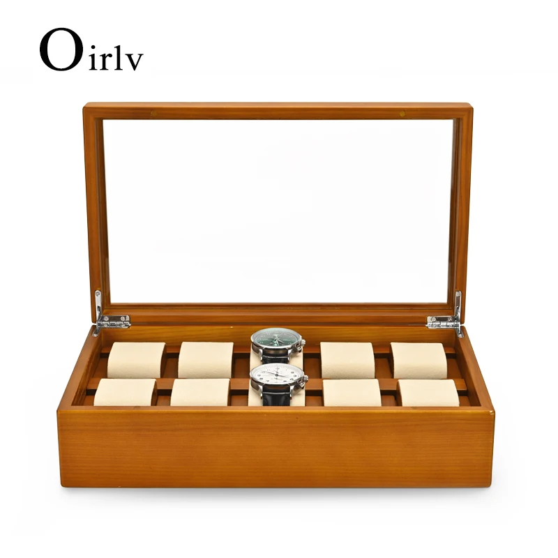 

New high-end solid wood sunroof transparent acrylic cover watch box dustproof storage watch collection box