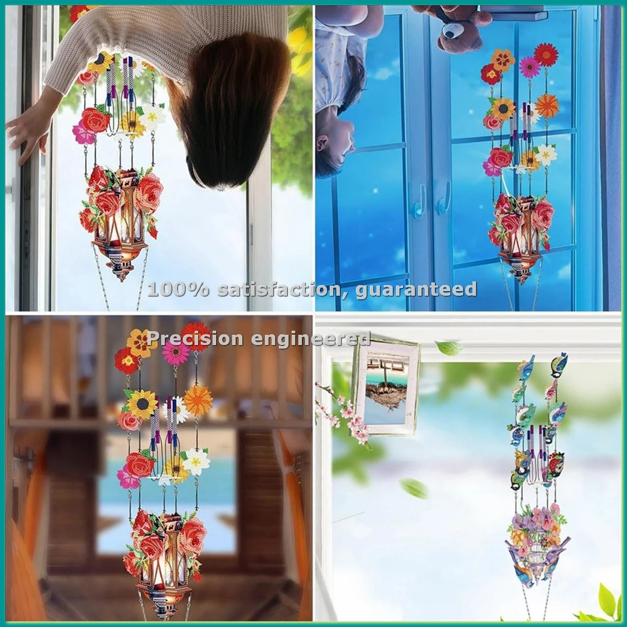 DIY Dotted Diamond Art Painting Wind Chime Kit Sun Catcher Hanging Ornaments Wind Chimes Art for Outside B-AC17