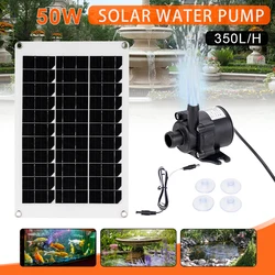 50W Solar Panel Brushless Solar Power Water Pump Set Quiet Submersible Water Sprinkler Pool Pond Garden Fountain Decor