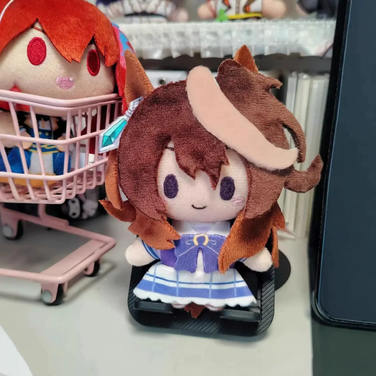 Uma Musume: Pretty Derby 10cm Symboli Rudolf Oguri Cap Cotton Plush Dolls with Nunu-style Body Keychain Charms Pendant