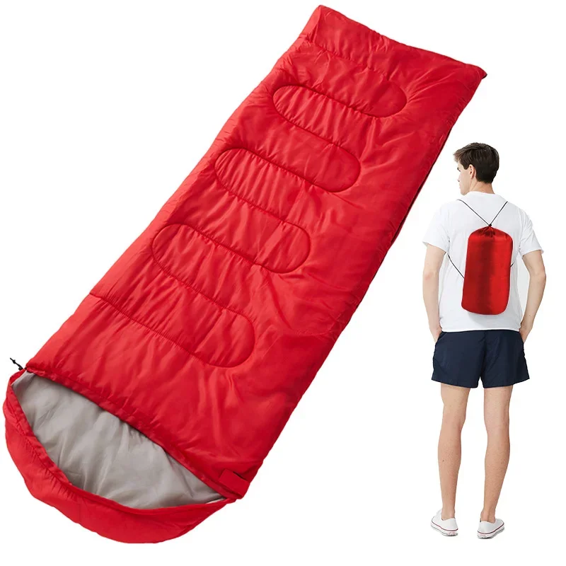 Cotton Flannel Sleeping Bags with Pillow 4 Season Warm Sleeping Bag