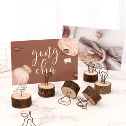 Desk Notes Folder Wood Desktop Ornaments Photo Clip Memo Picture Frame Holder Photo Message Clip Wedding Decor Wholesale