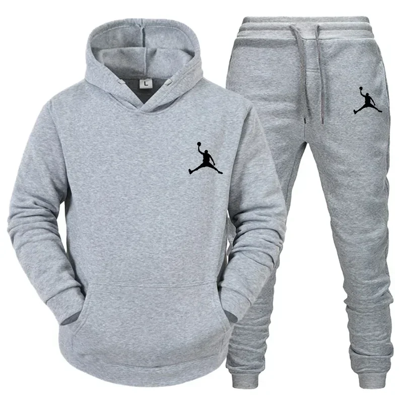 Tracksuit Sets Men\'s Casual Fleece Warm Hoodies Pants 2PCS Mens Long Sleeve Sport Suit Male Pullover Hoodies Sports Clothing