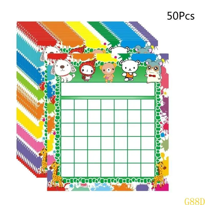 

50 Pieces Classroom Incentive Chart Cartoon Children Positive Behavior Reward Board for Shool Teacher Student