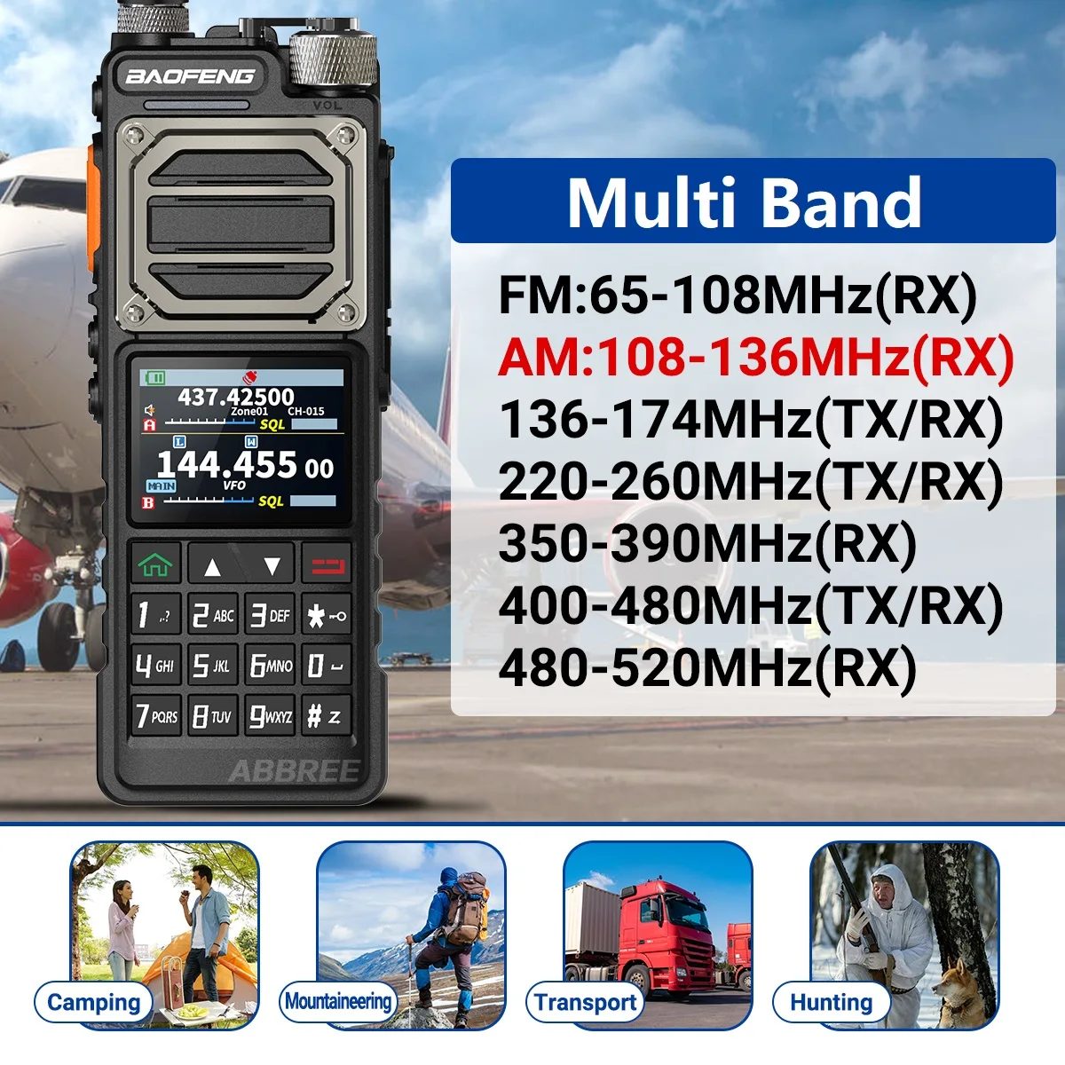 BAOFENG UV-25 PRO GPS Walkie Talkie 10W Multi Band Type-C 1000CH Charger 5200mAh for UV-5R Amateur Two Way Radio for Traveling