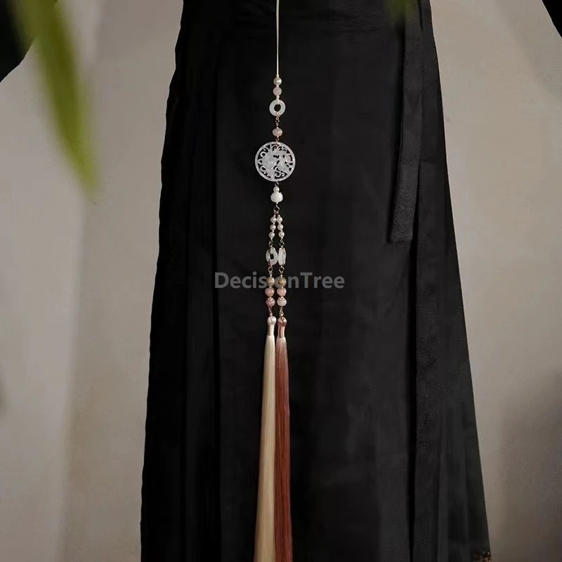 Chinese style horse face skirt accessory long tassels waist belt accessory antique hanfu Robe Placket qipao chain waist pendant