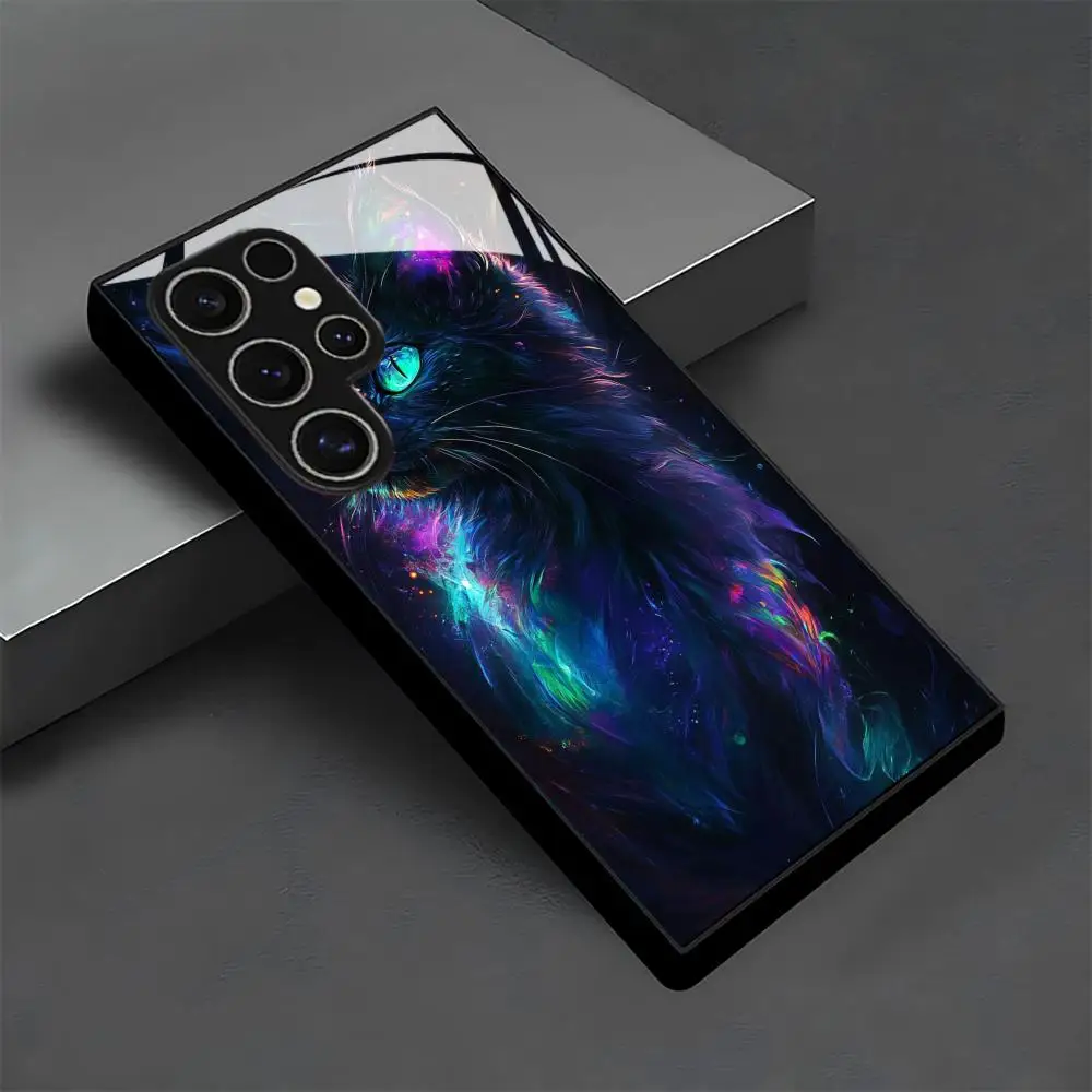 The kawaii cats glass Phone Case For Samsung Galaxy S26 S25 S24 S22 S23 Ultra S21 S20 Plus 5G  Non-Slip Full Cover