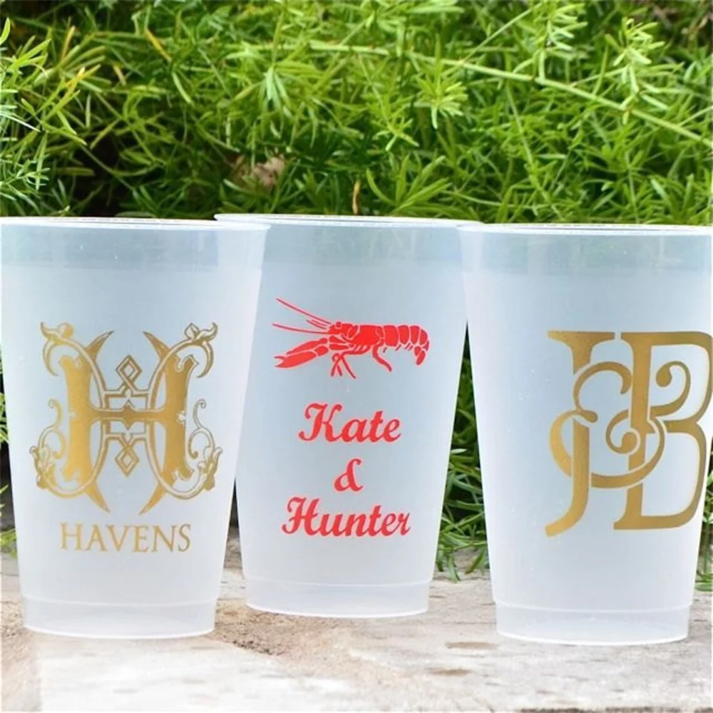 Personalized Printed Frost-Flex Party Cups, Custom Shatterproof Cups, Monogrammed Cups, Wedding Cups, Crawfish Boil, Monogram We