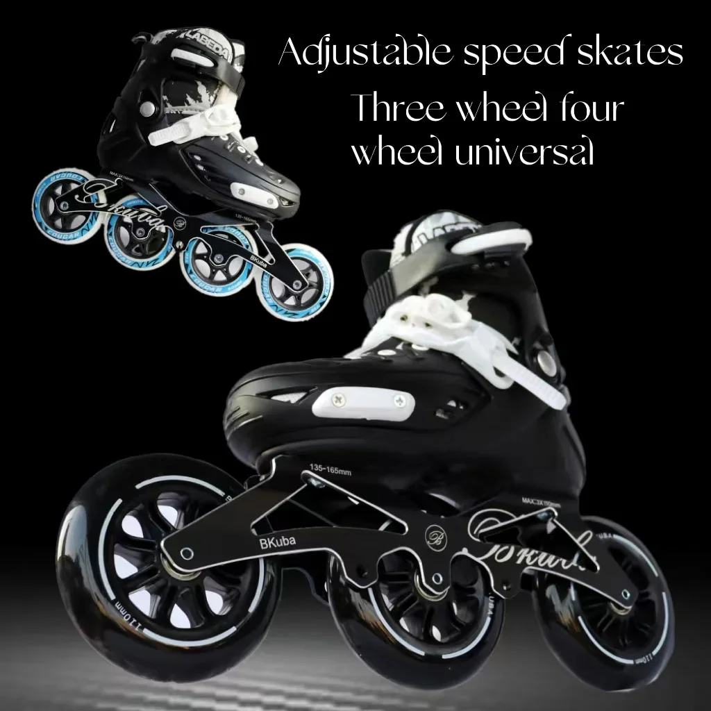 Inline Skate Shoes,Adult Children's Beginner Speed Skates Dual Purpose Roller Skates Racing Ice Skate Adjustable Size