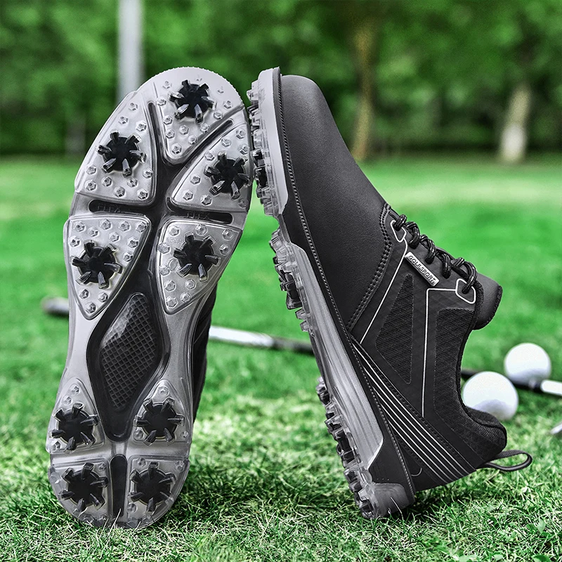 Wodoodporne buty golfowe Męskie profesjonalne kolce fitness Treningowe tenisówki golfowe Antypoślizgowa obrotowa klamra Golfista buty do chodzenia